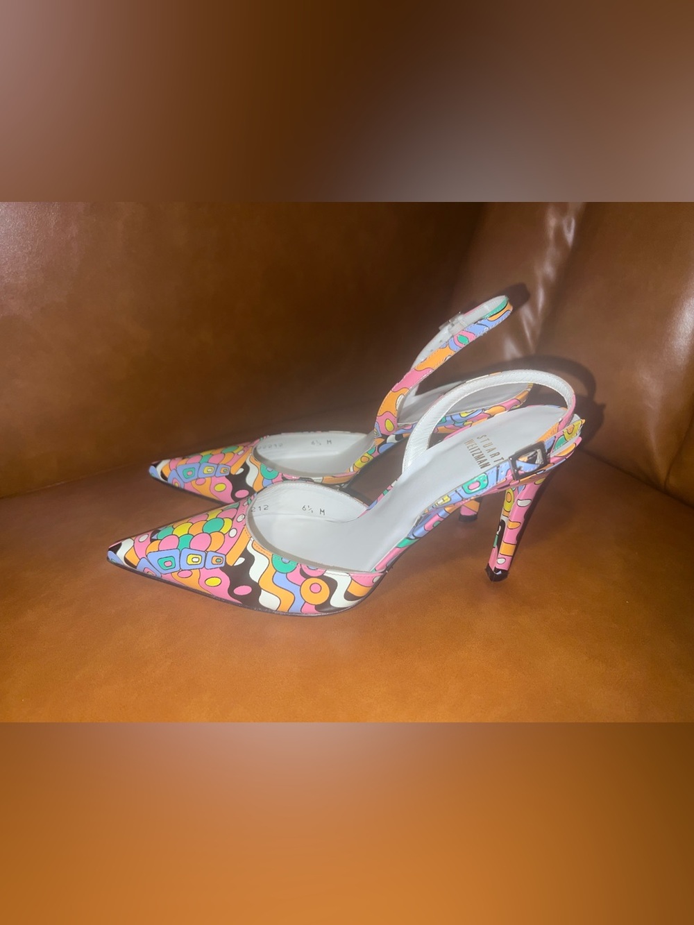 Stuart Weitzman Patent Leather Printed Slingback size 6.5M - Picture 4 of 11